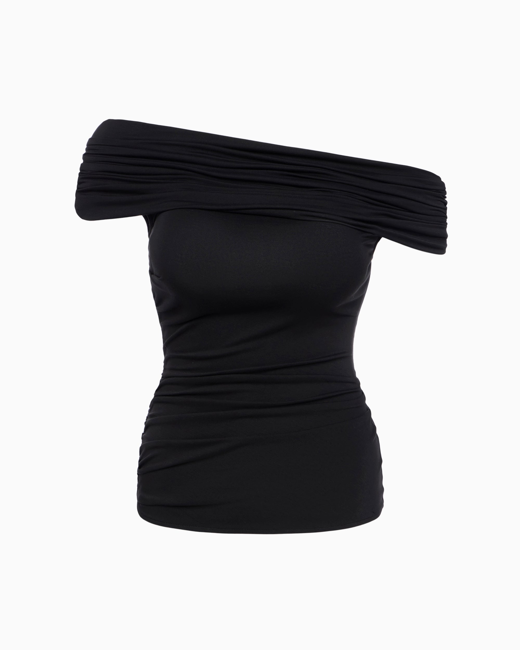 Draped Off The Shoulder Top | Black