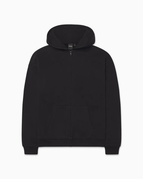 Fleece Oversized Zip Hoodie | Black – Khy