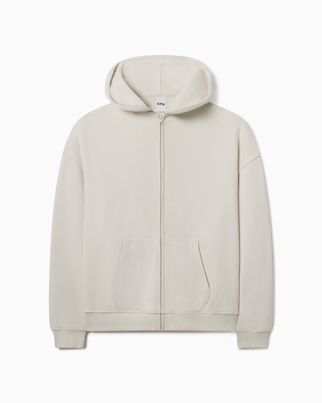 Fleece Oversized Zip Hoodie | Ecru