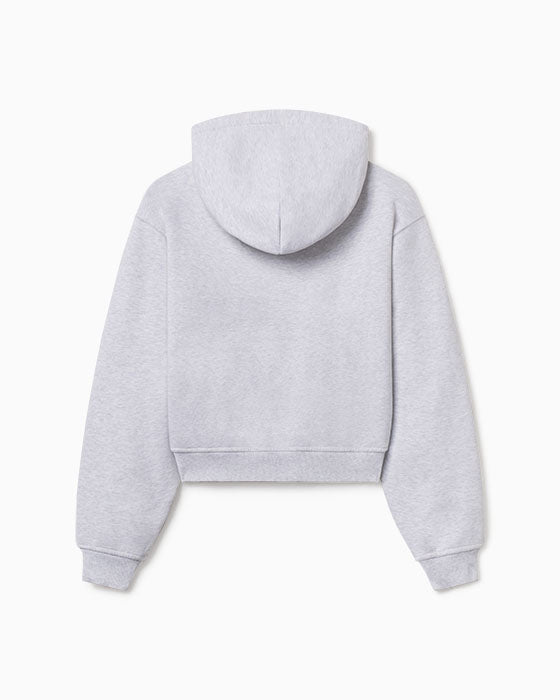 Fleece Zip Hoodie with Oversized Hood | Light Heather Grey