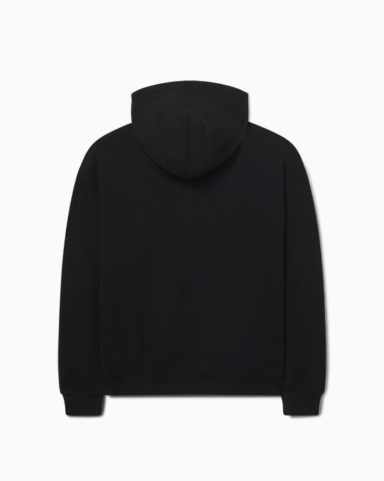 Fleece Zip Hoodie with Oversized Hood | Black