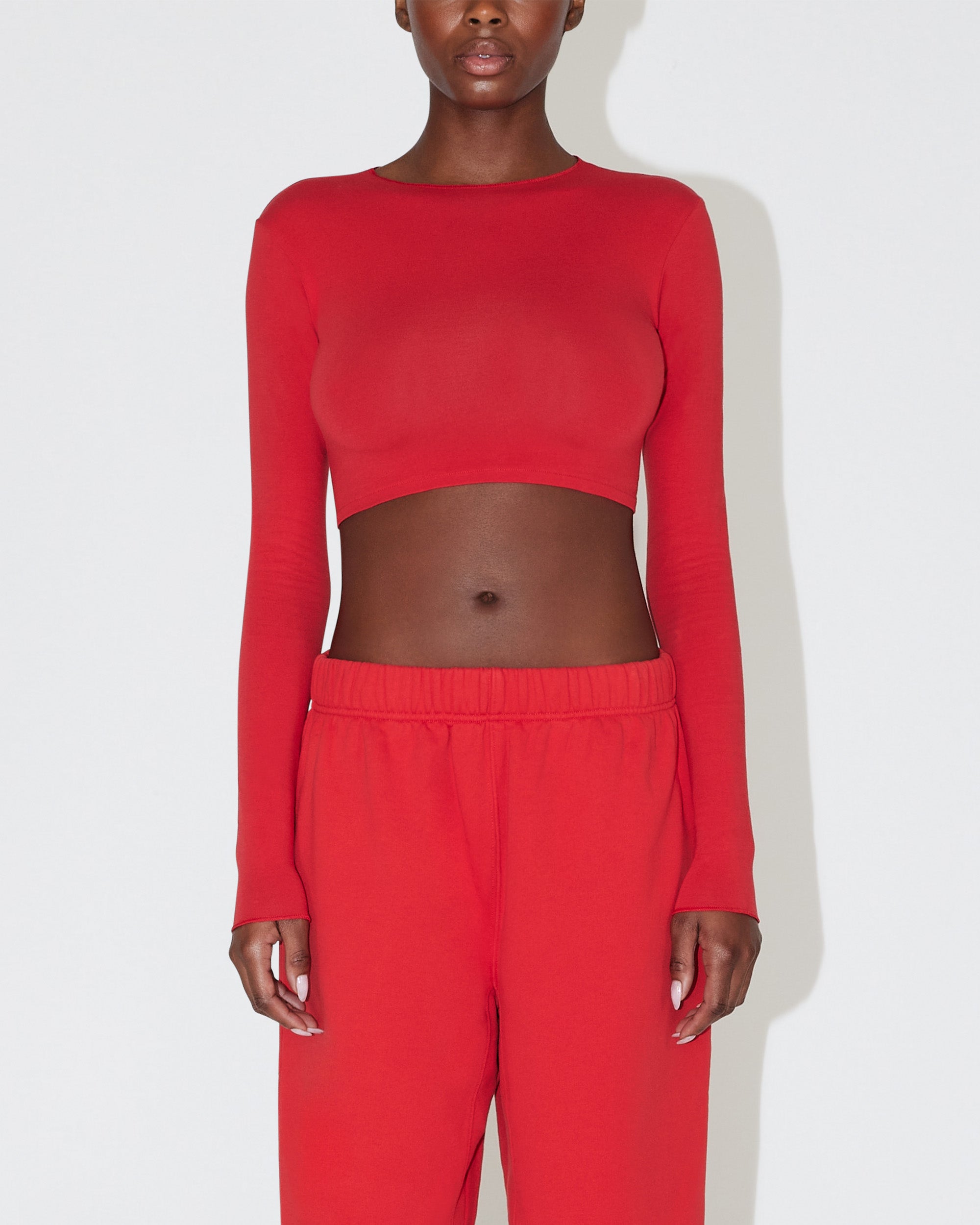 Red wrap store top long sleeve