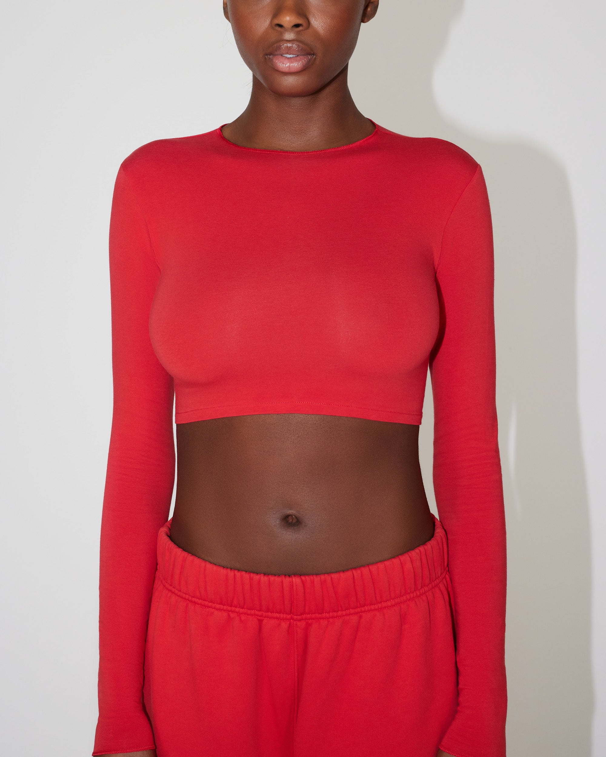 Long Sleeve Wrap Top | Red