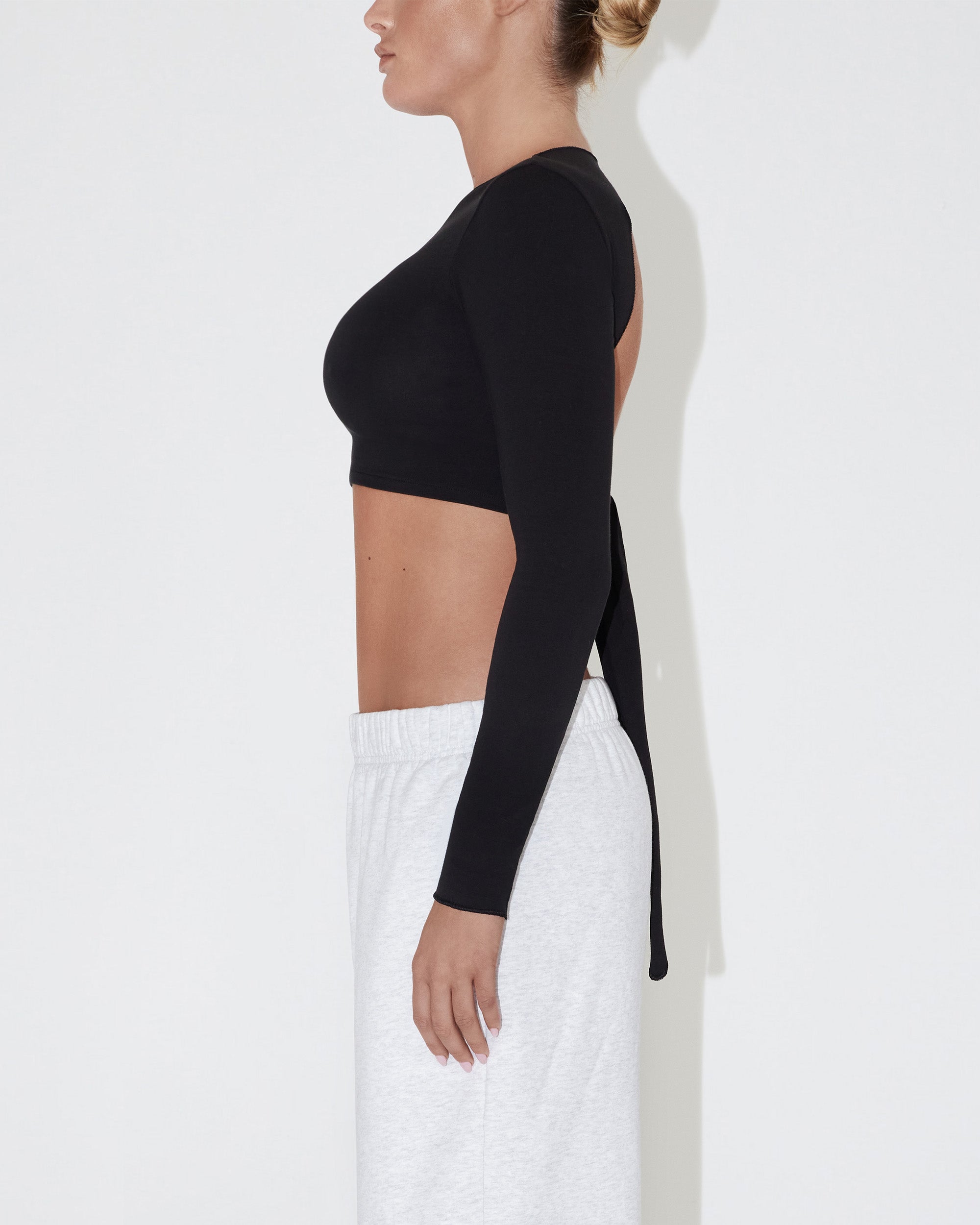 Long Sleeve Wrap Top | Black