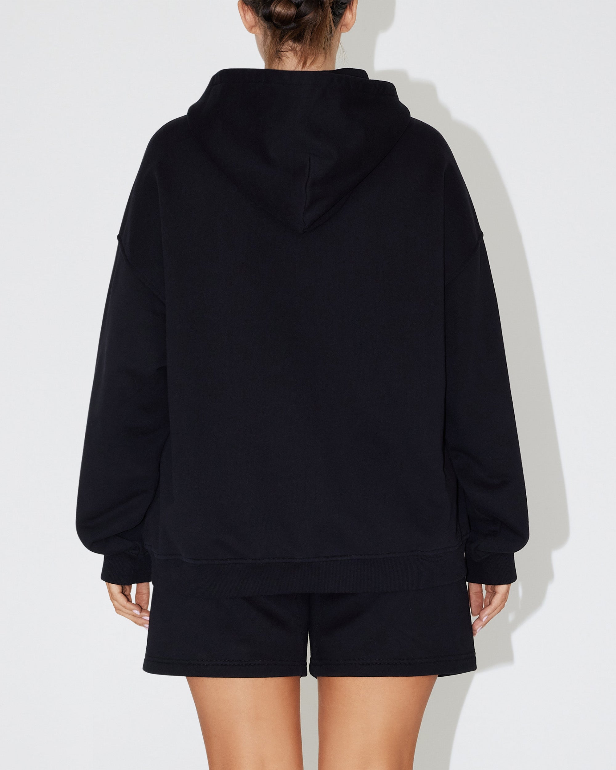 Fleece Oversized Zip Hoodie | Black – Khy