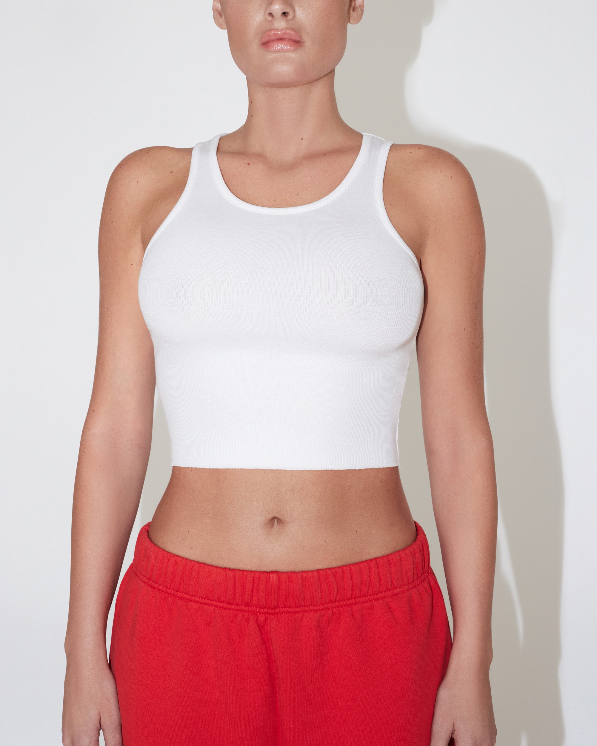 cropped white tank top ribbed