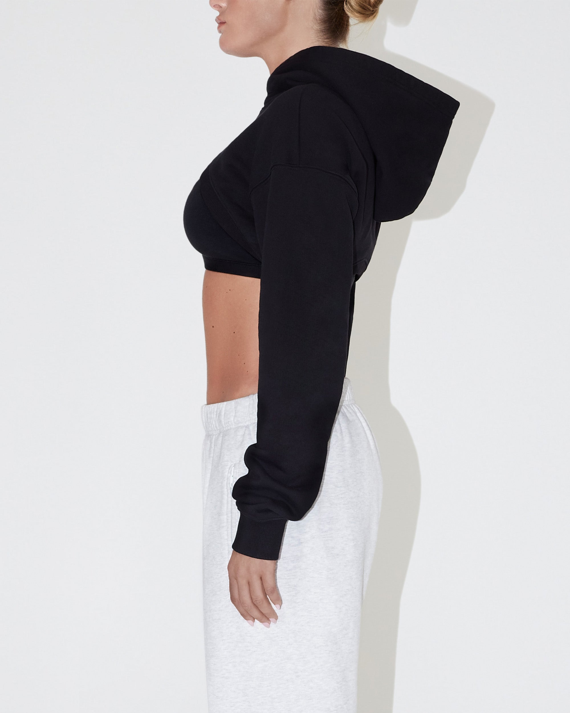 Fleece Super Cropped Hoodie | Black