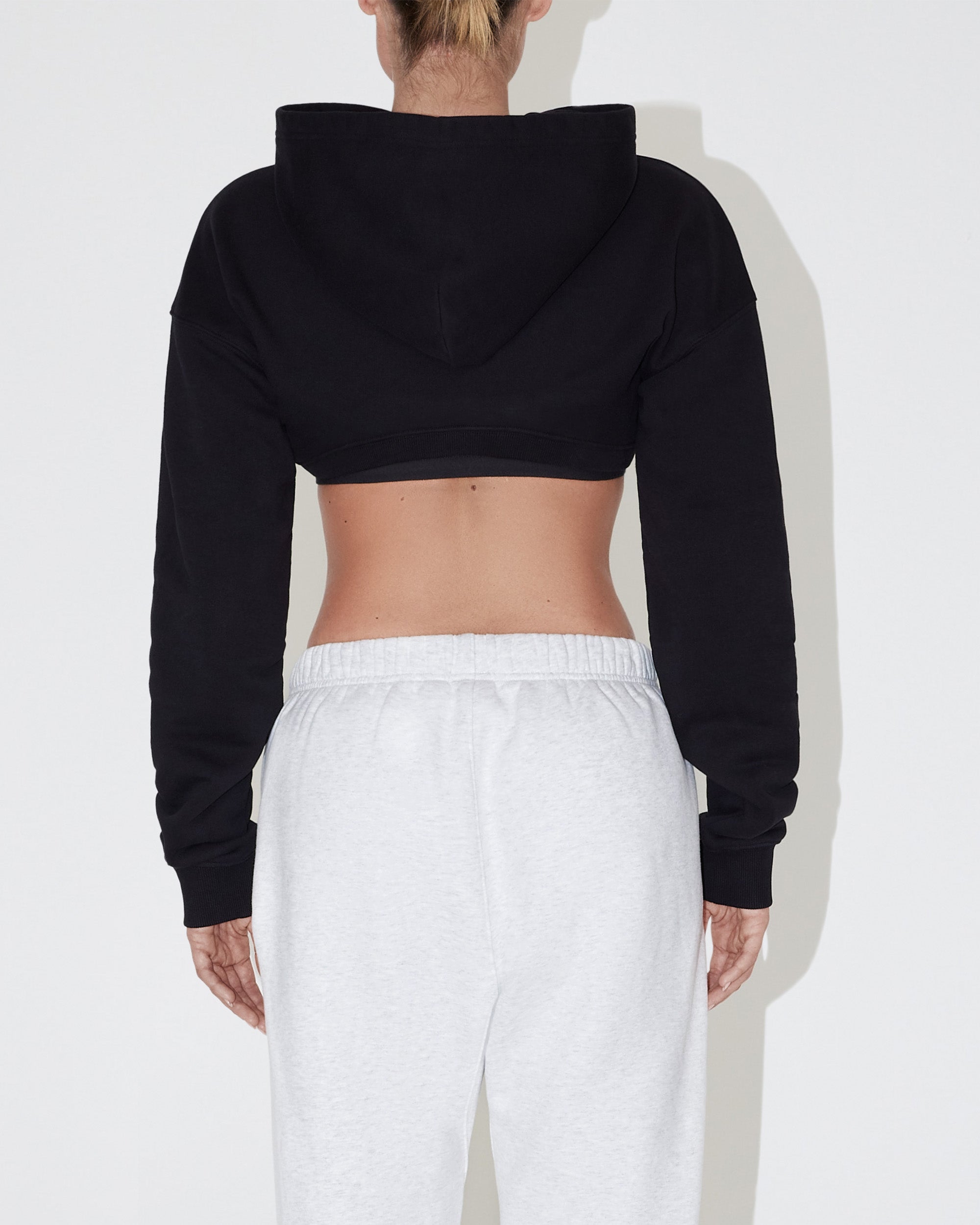 Fleece Super Cropped Hoodie | Black