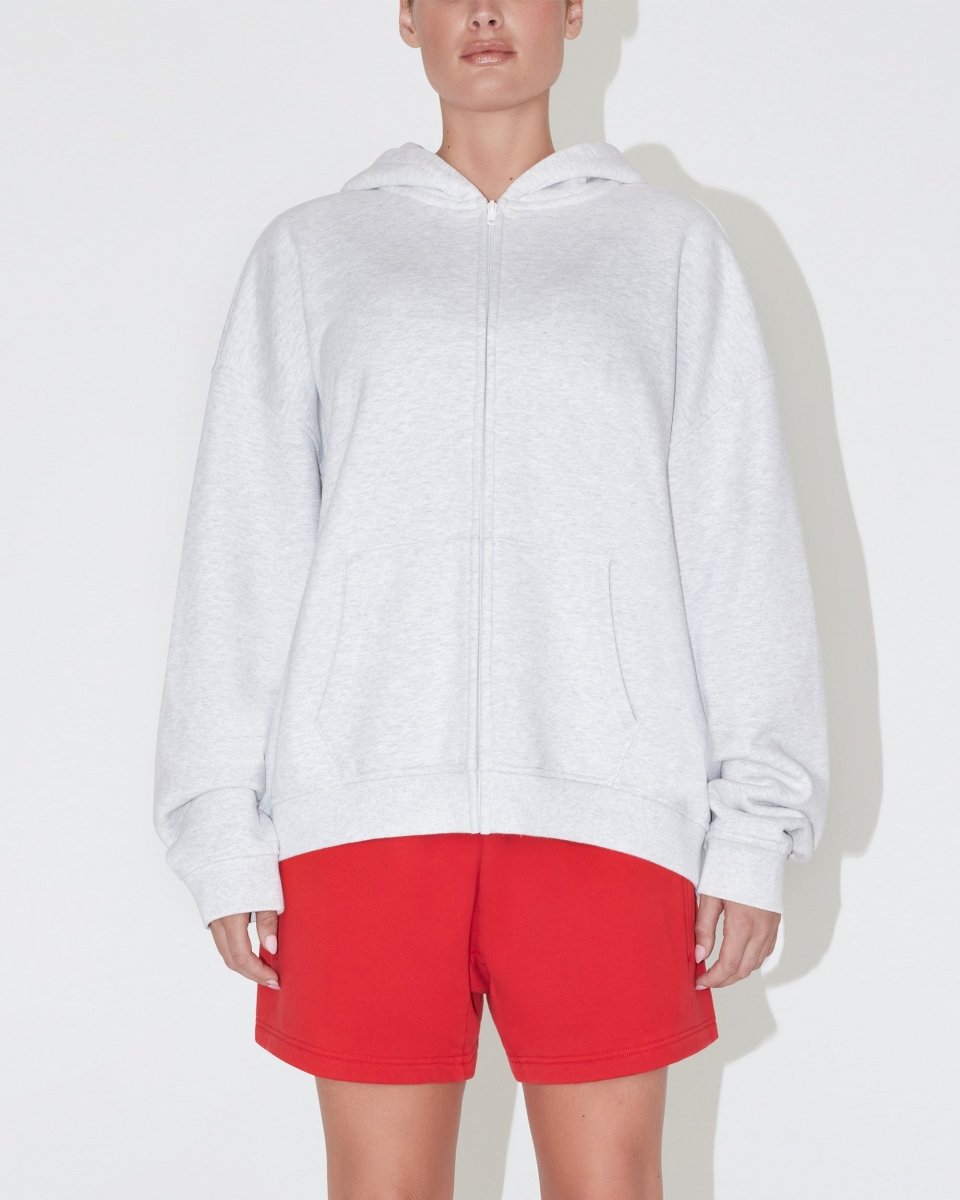 Grey oversized zip online hoodie