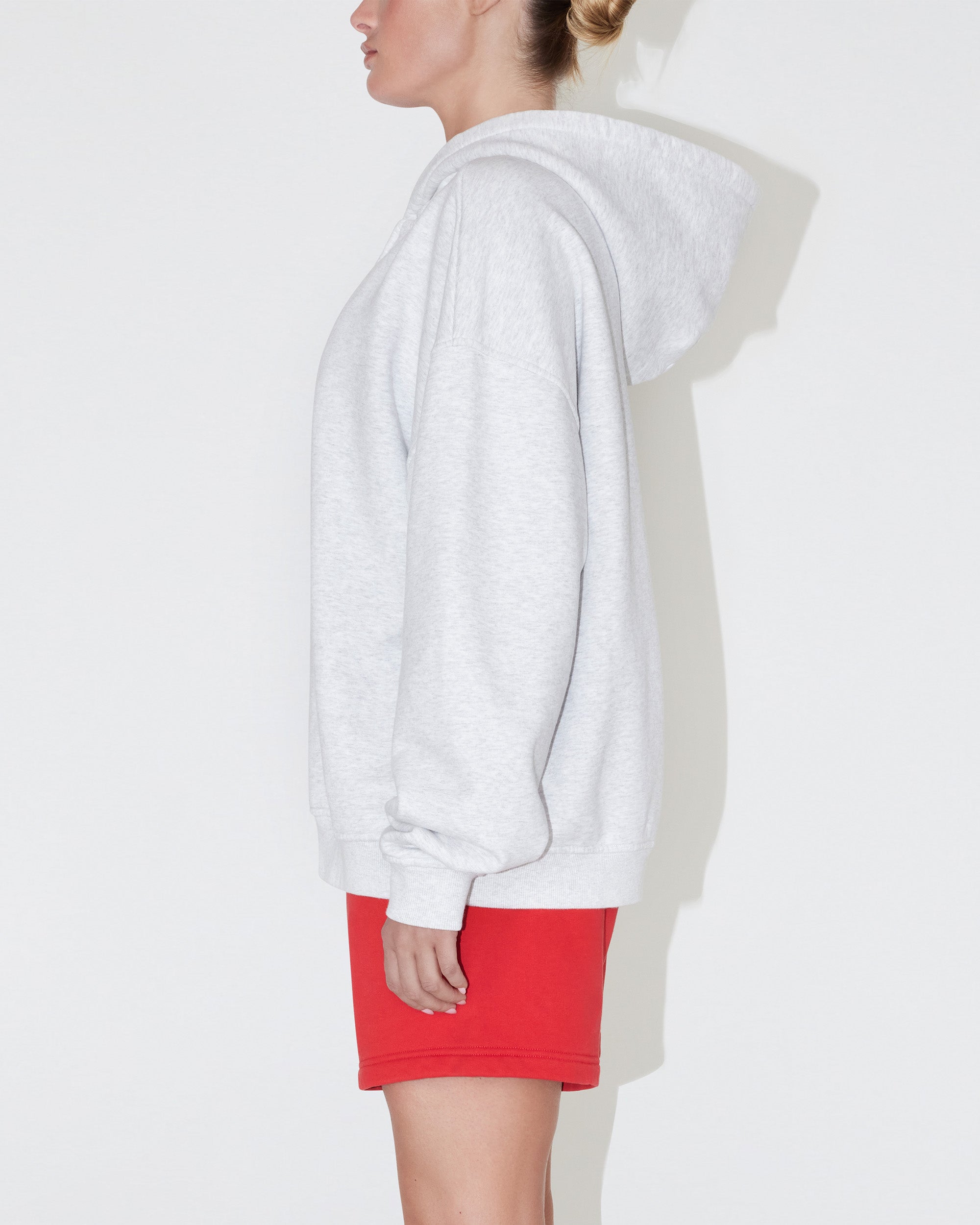 Fleece Oversized Zip Hoodie | Light Heather Grey