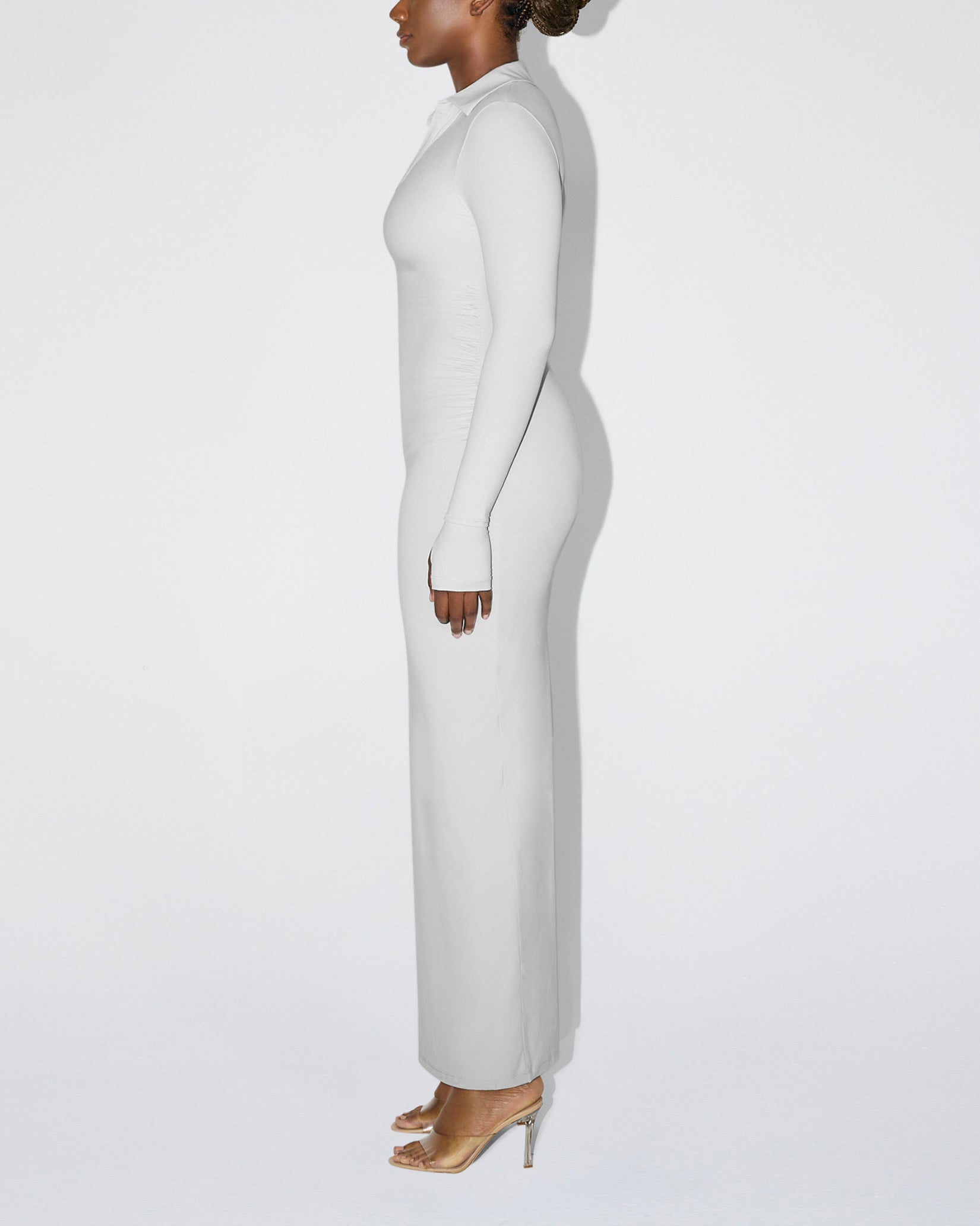 Smooth Stretch Ruched Maxi Dress | Light Grey