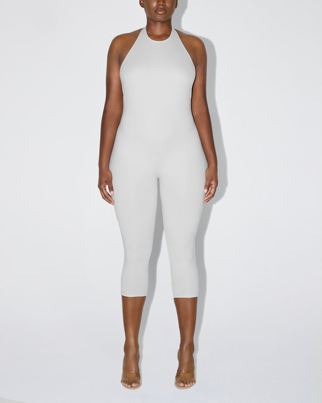 Smooth Stretch Capri Catsuit | Light Grey