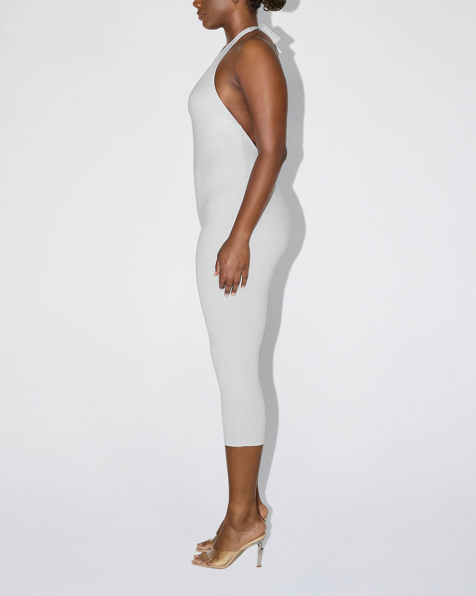 Smooth Stretch Capri Catsuit | Light Grey