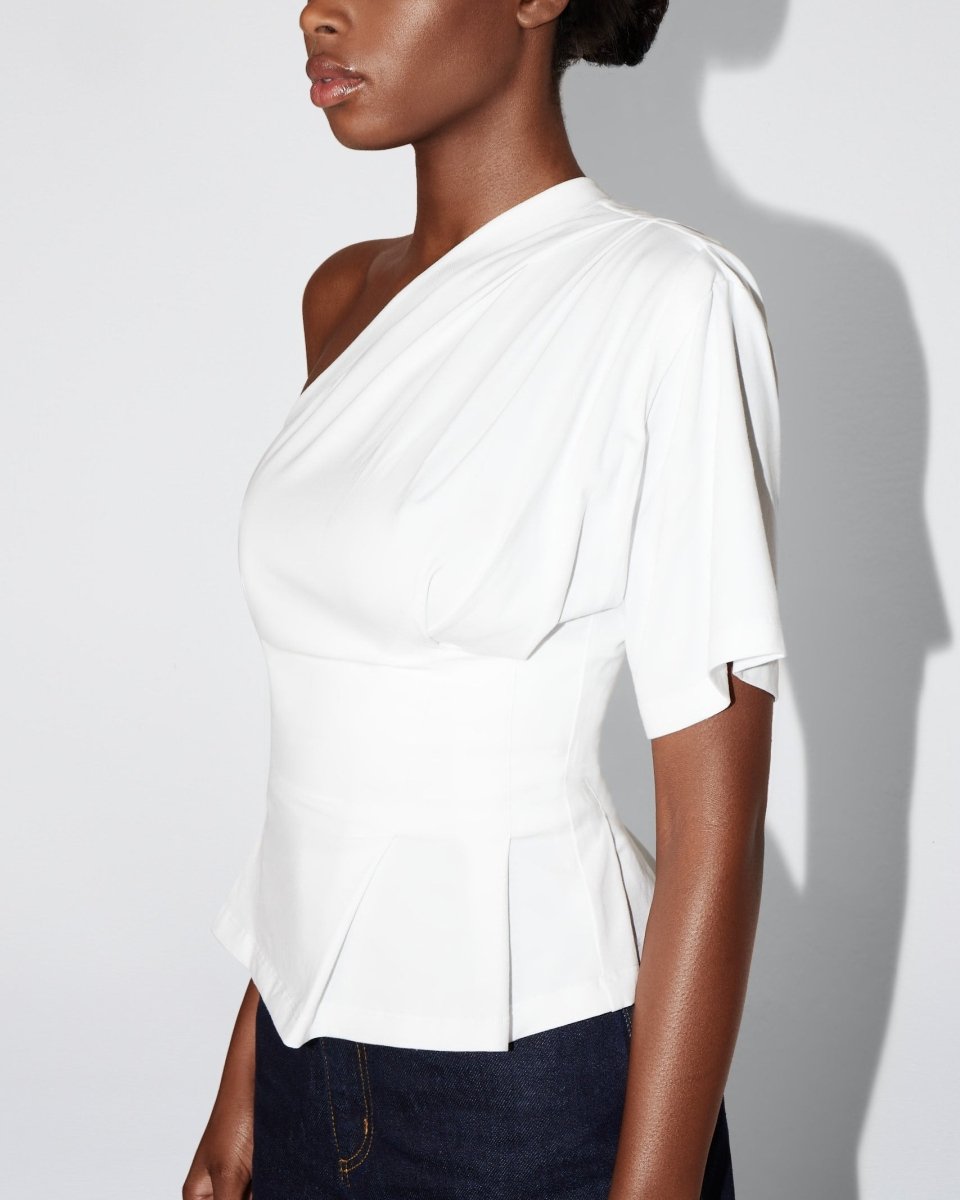 Khy by Kylie Jenner One Shoulder Cinching Tee White