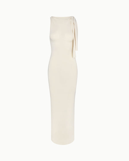 Sueded Stretch Knotted Maxi Dress | Stone