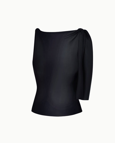 Sleek Stretch Knotted Top | Black