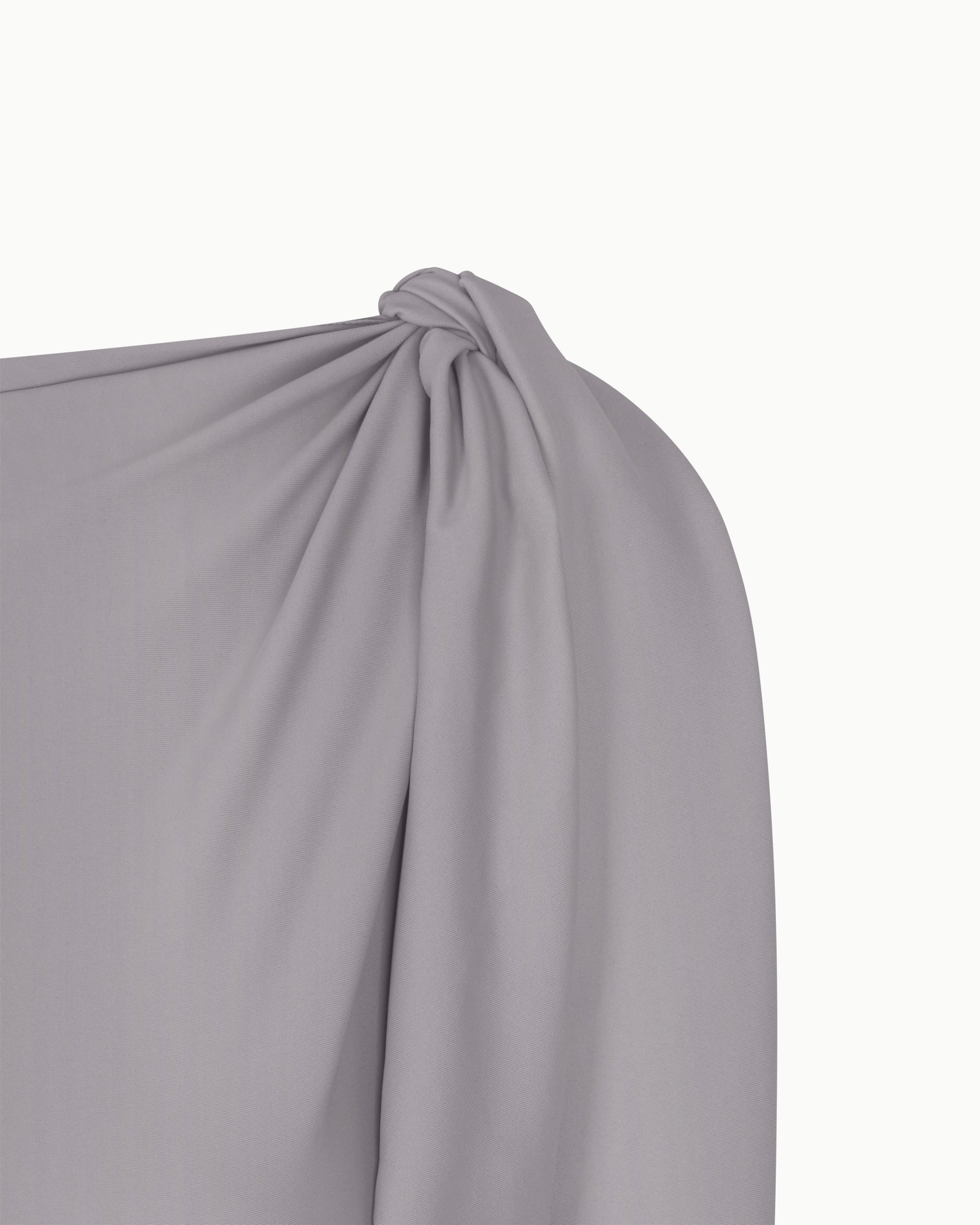 Sleek Stretch Knotted Top | Steel Grey