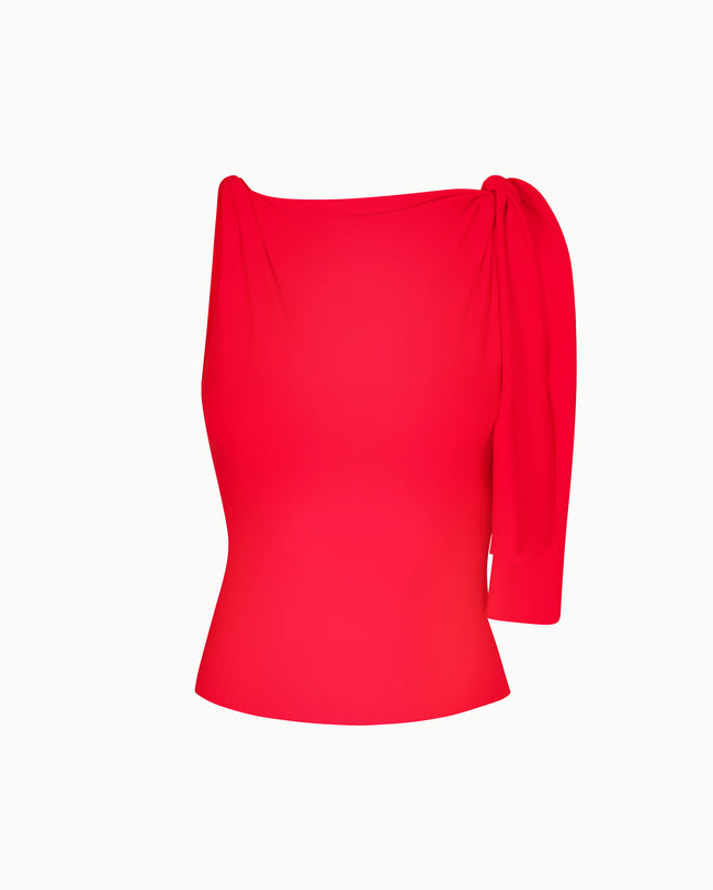 Sleek Stretch Knotted Top | Tomato