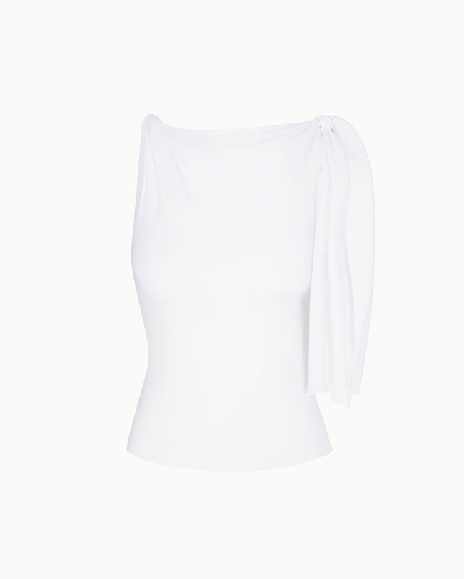 Sleek Stretch Knotted Top | Bright White