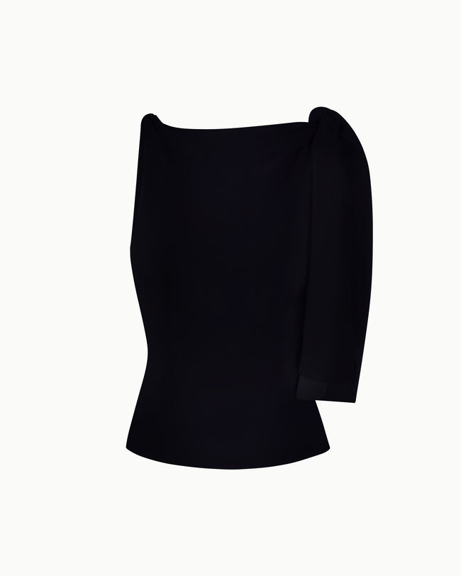 Sueded Stretch Knotted Top | Black