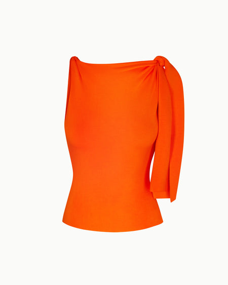 Sueded Stretch Knotted Top | Papaya