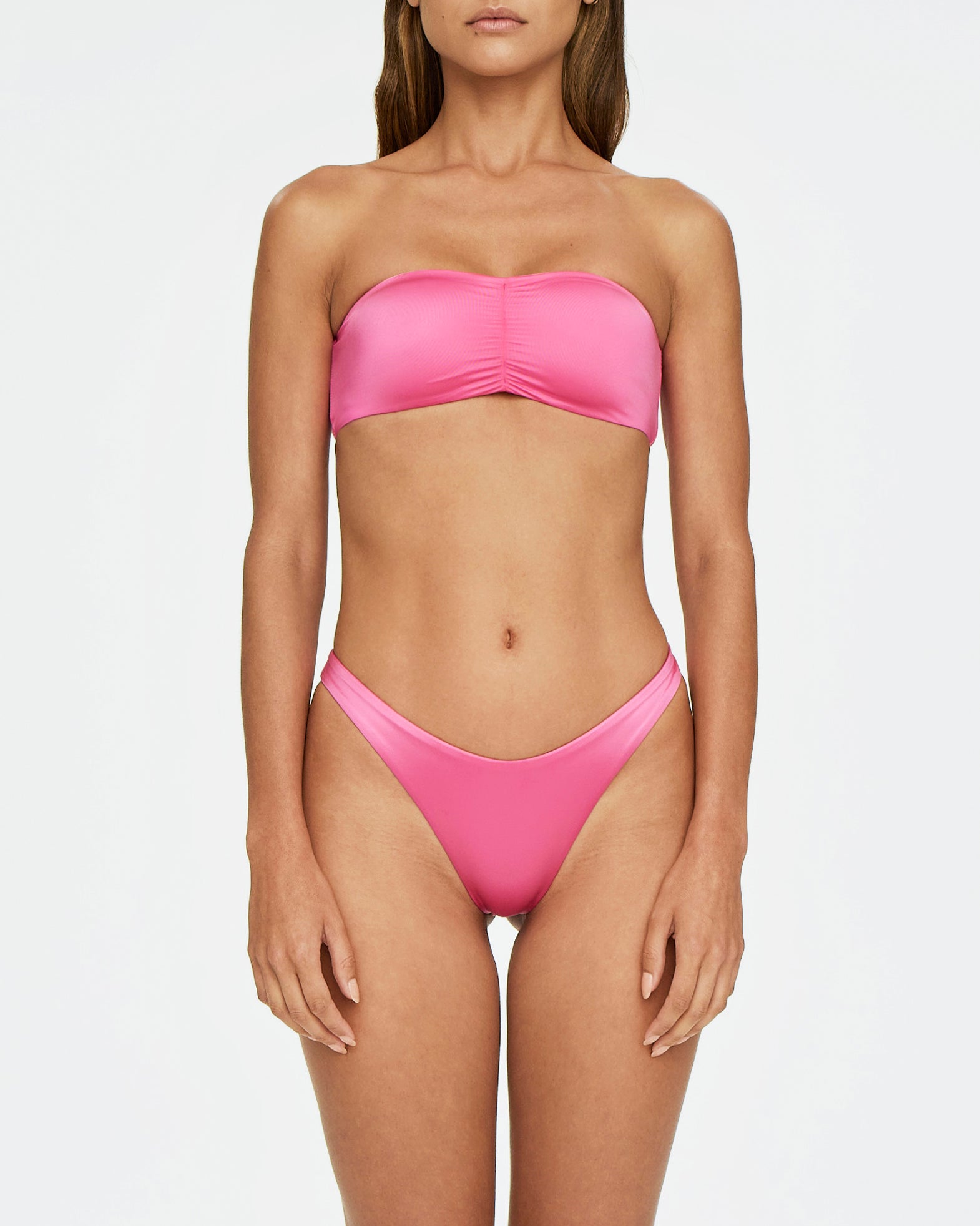 Ruched Cheeky Bikini Bottom | Candy Pink