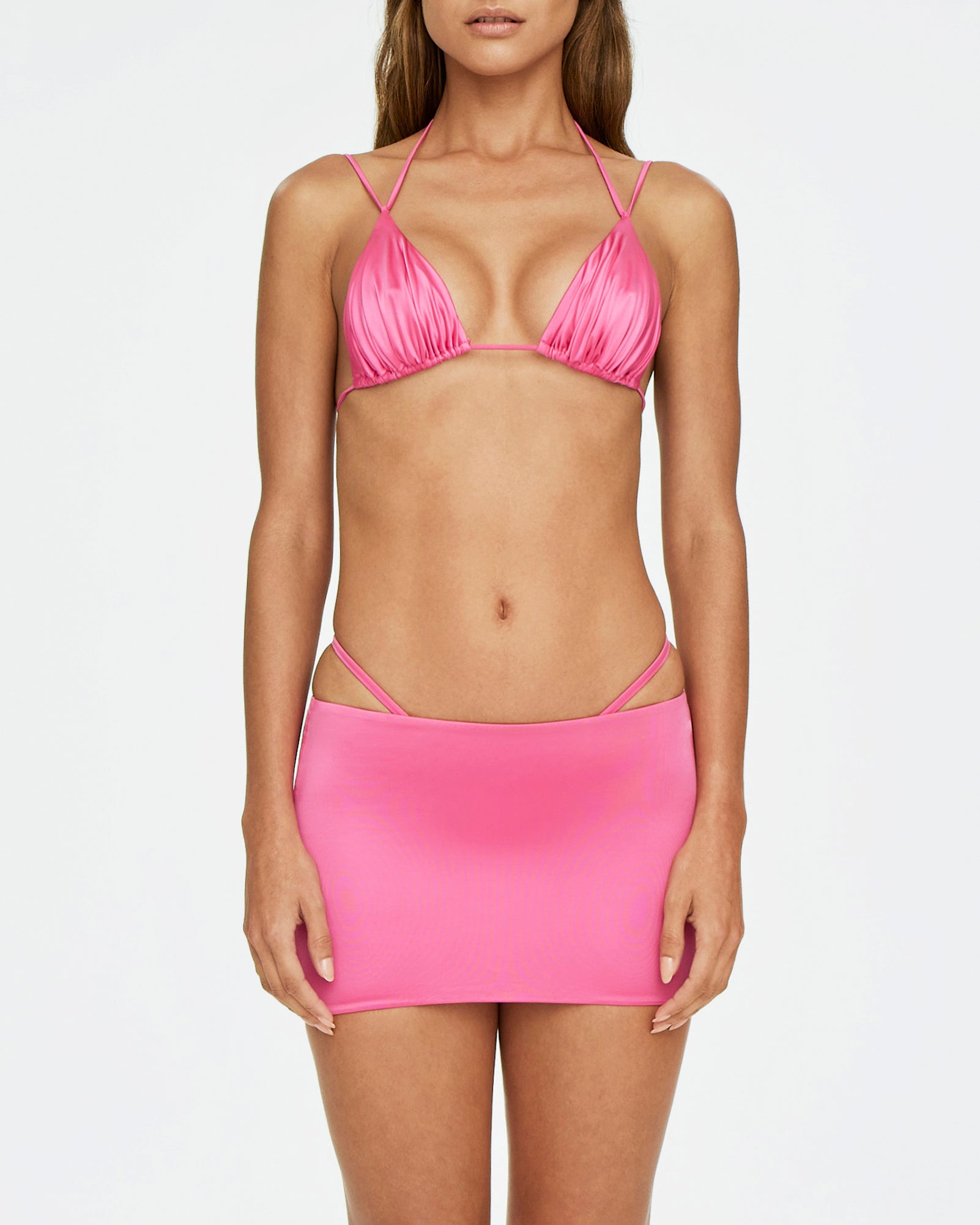 Satin Ultra Mini Swim Skirt | Candy Pink