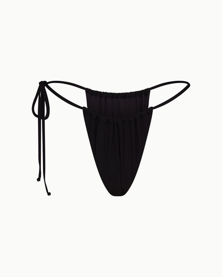 Ruched Tie Bikini Bottom | Black