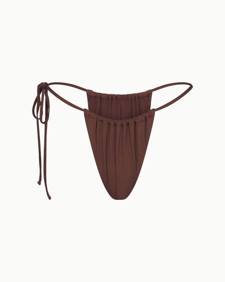 Ruched Tie Bikini Bottom | Chocolate