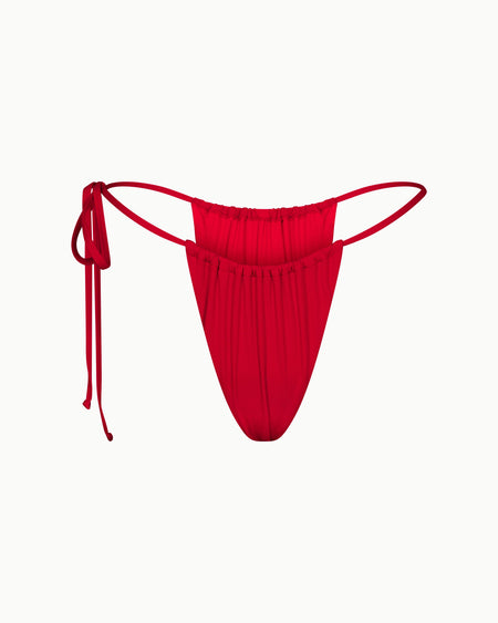 Ruched Tie Bikini Bottom | Cherry