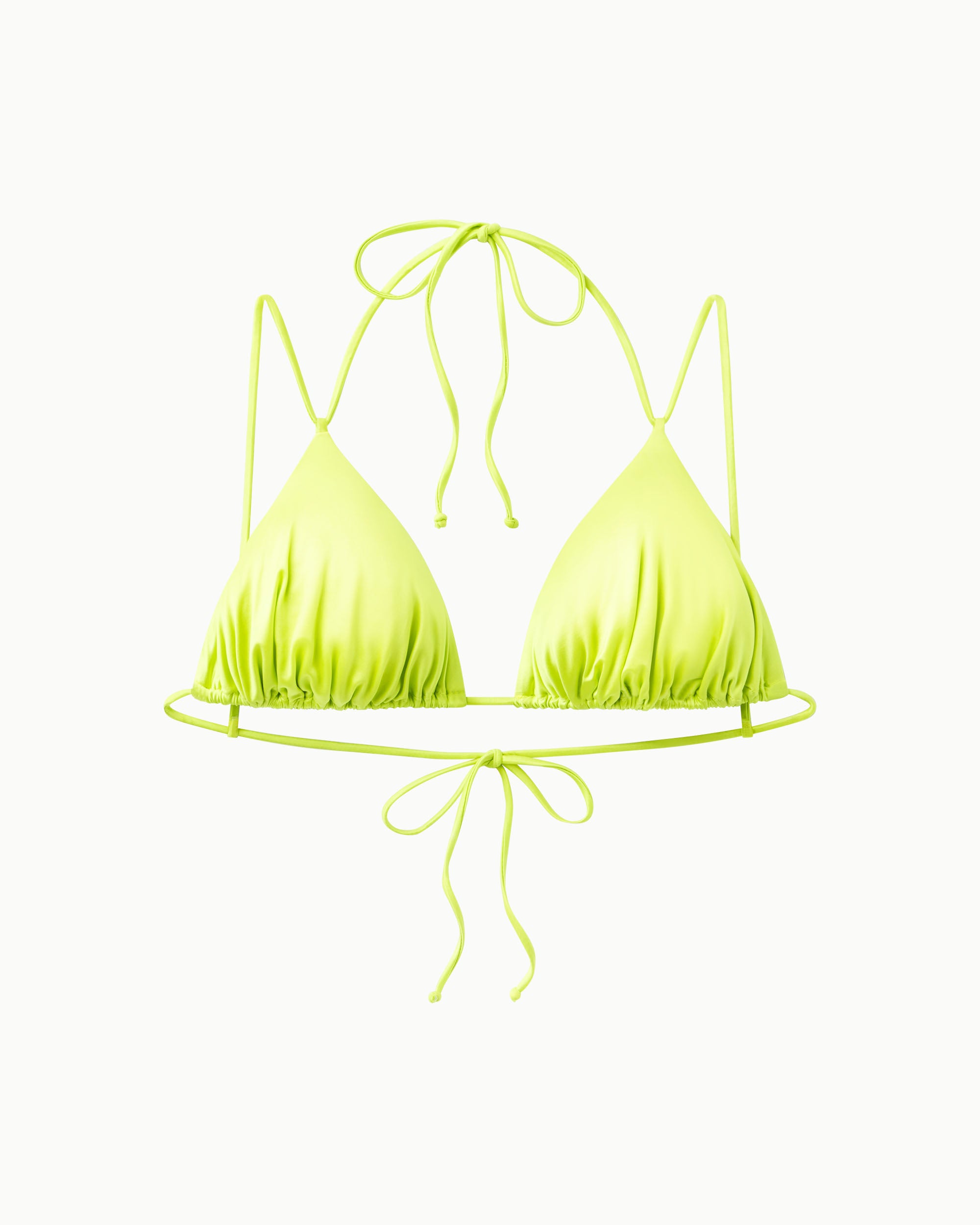 Ruched Triangle Bikini Top | Lime