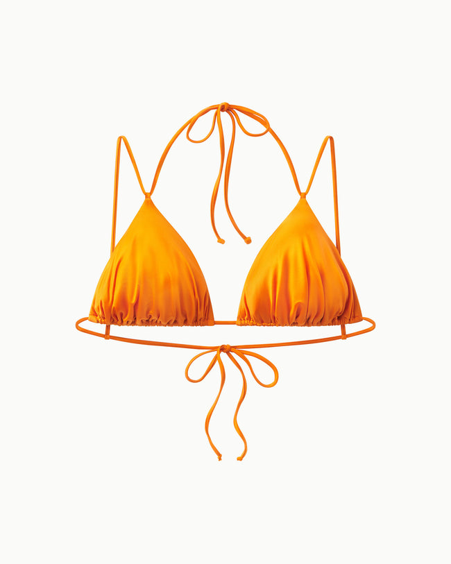 Ruched Triangle Bikini Top | Tangerine