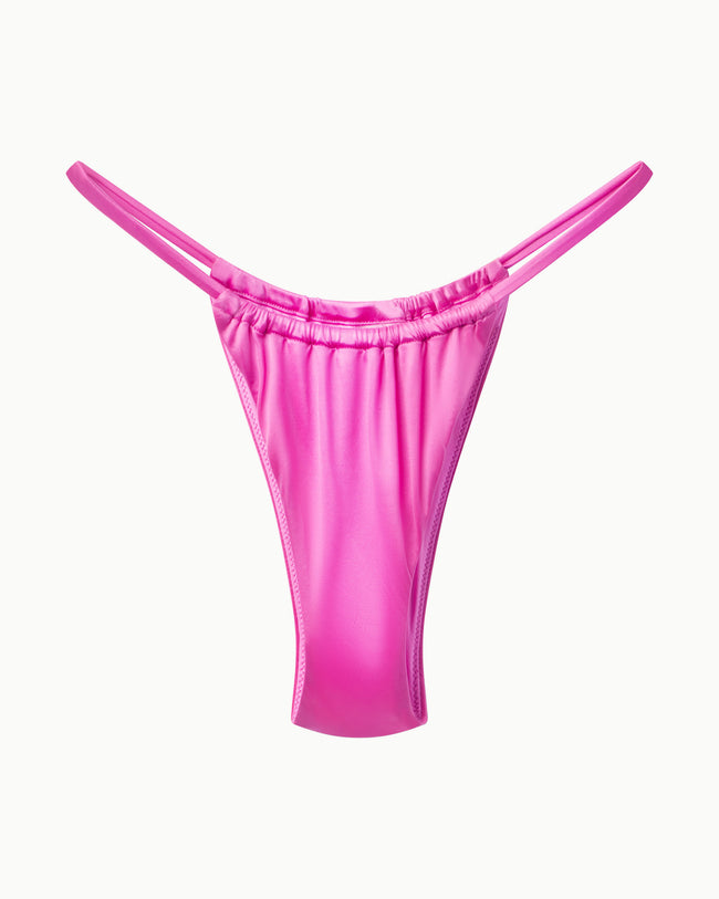 Ruched Micro Bikini Bottom | Candy Pink