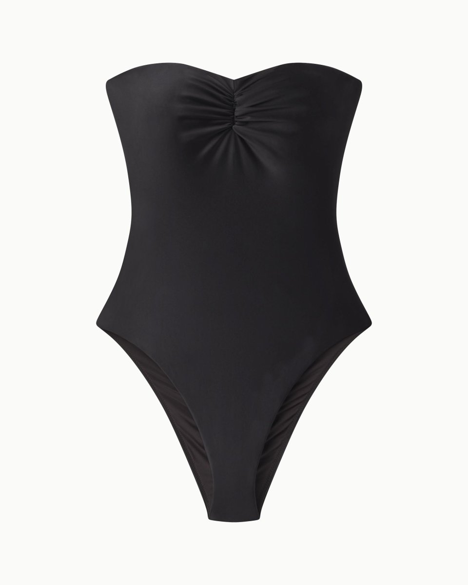 Strapless Ruched One Piece Black