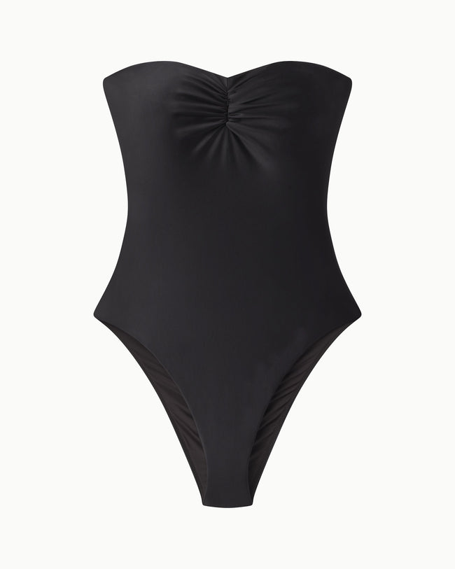 Strapless Ruched One Piece | Black