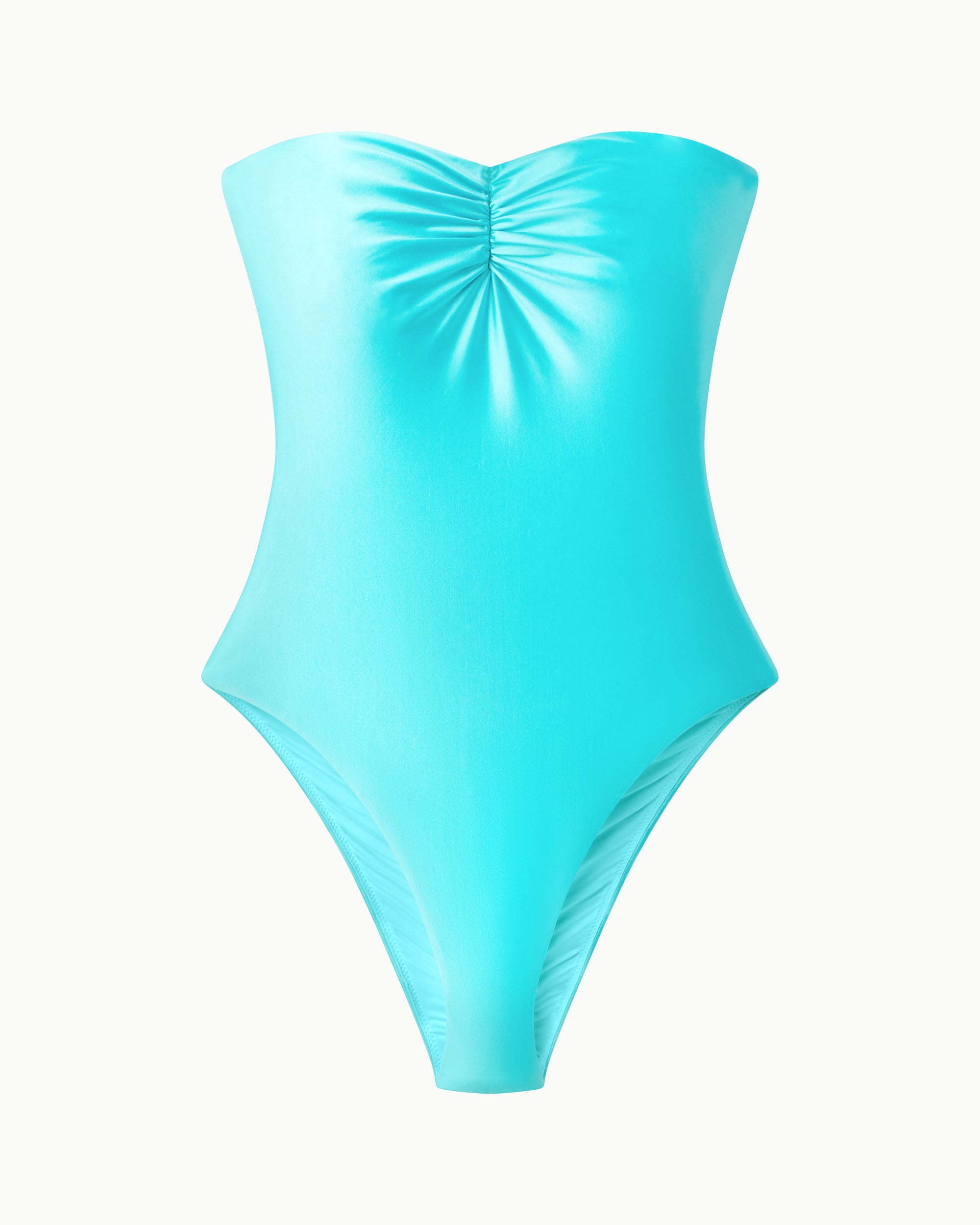 Strapless Ruched One Piece | Aqua