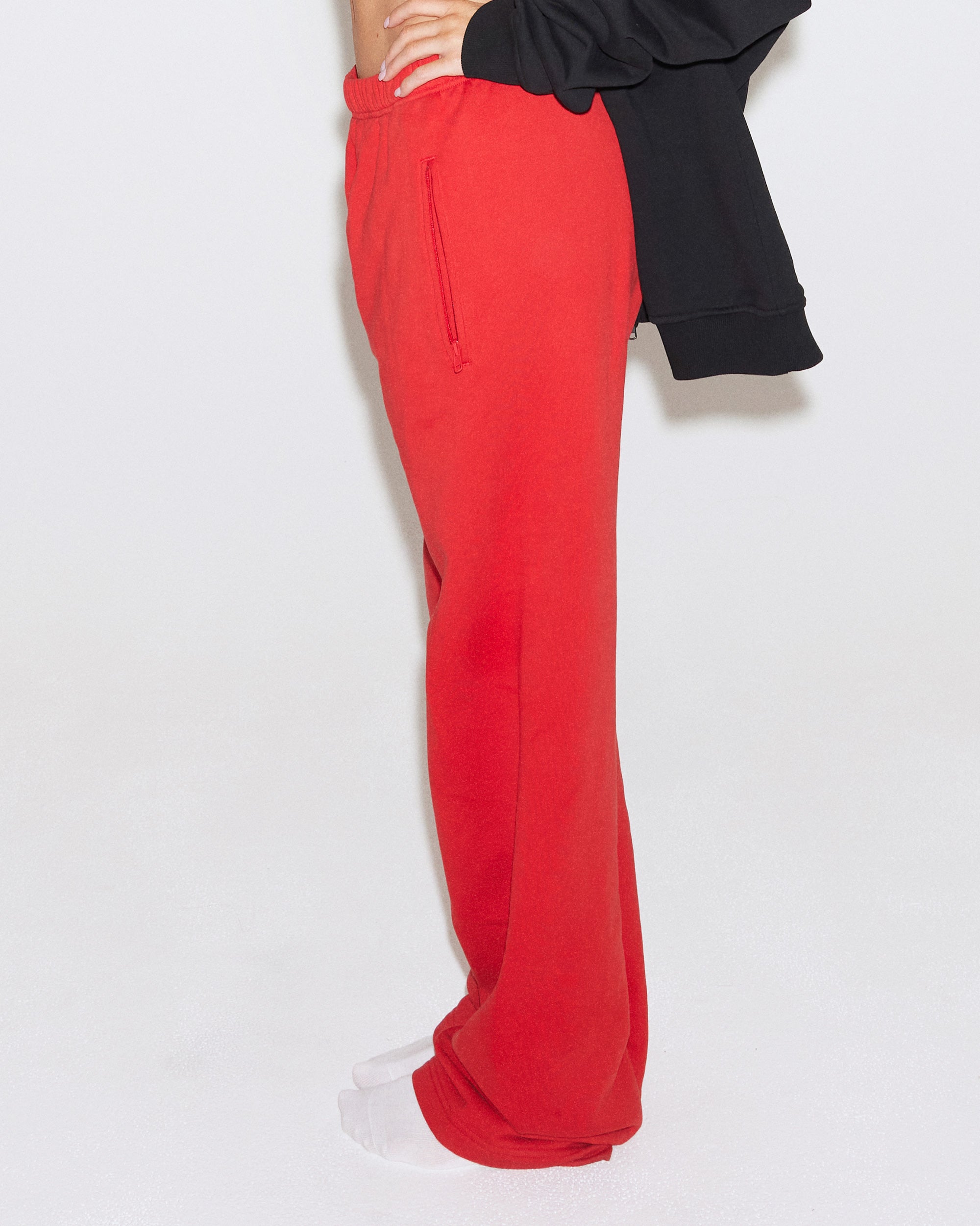 Fleece Straight Leg Pant | Red