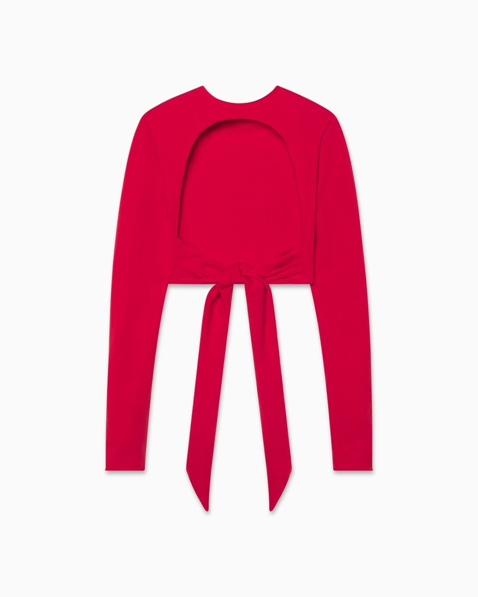 Red wrap cheap top long sleeve