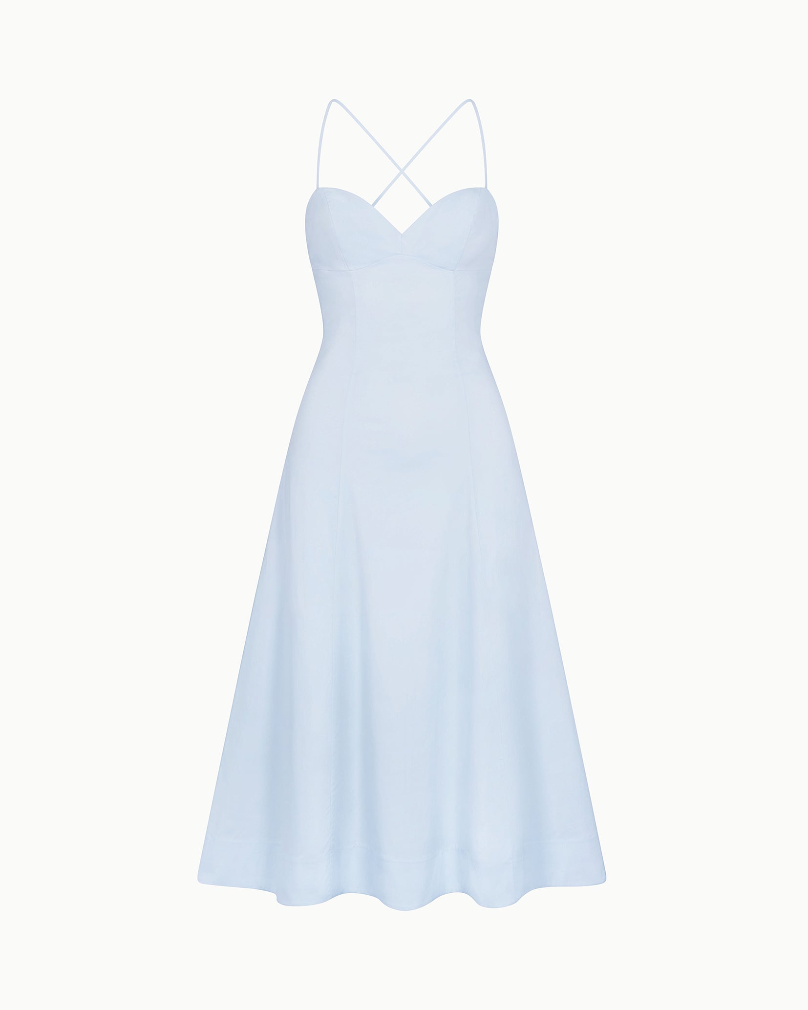 Poplin Low Back Midi Dress | Ice Blue