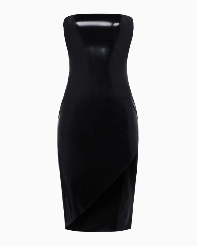 Latex Strapless Dress | Black