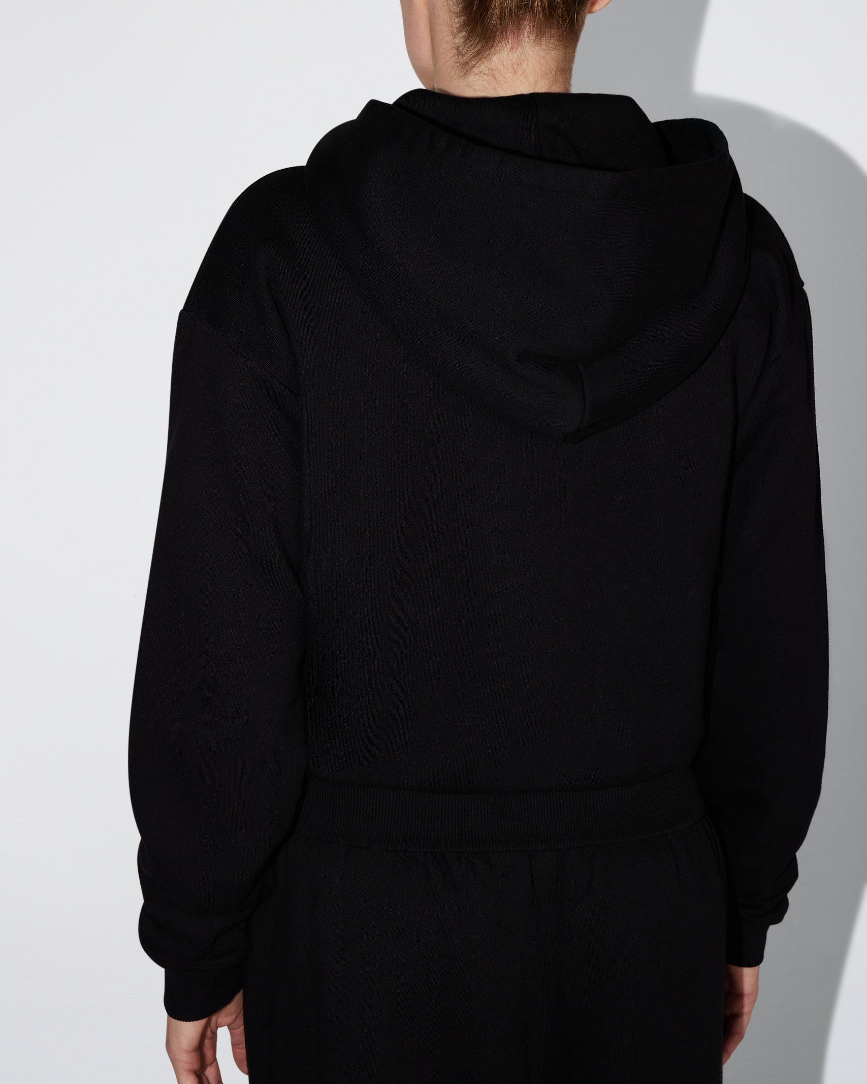 Fleece Zip Hoodie with Oversized Hood | Black