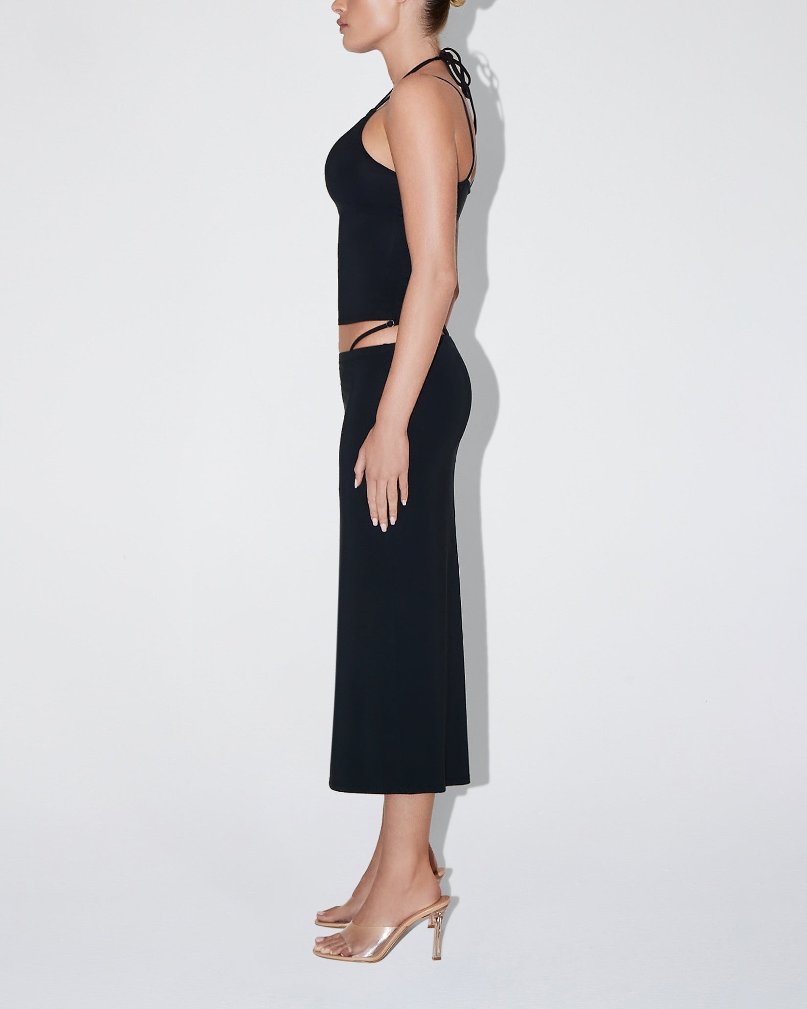 Soft Stretch Midi Skirt | Black