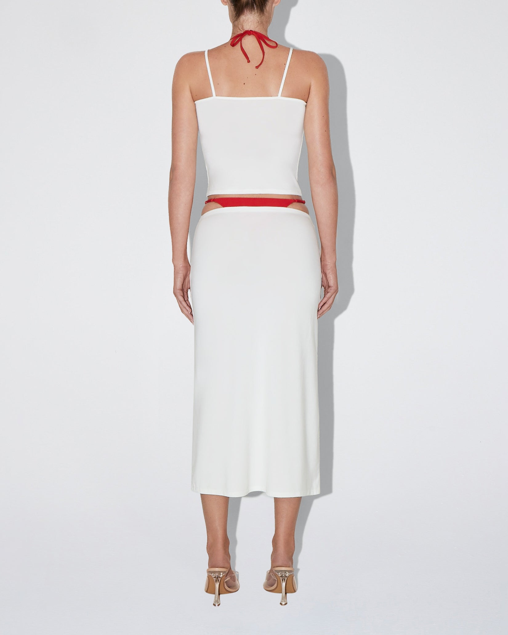 Soft Stretch Midi Skirt | Pearl White