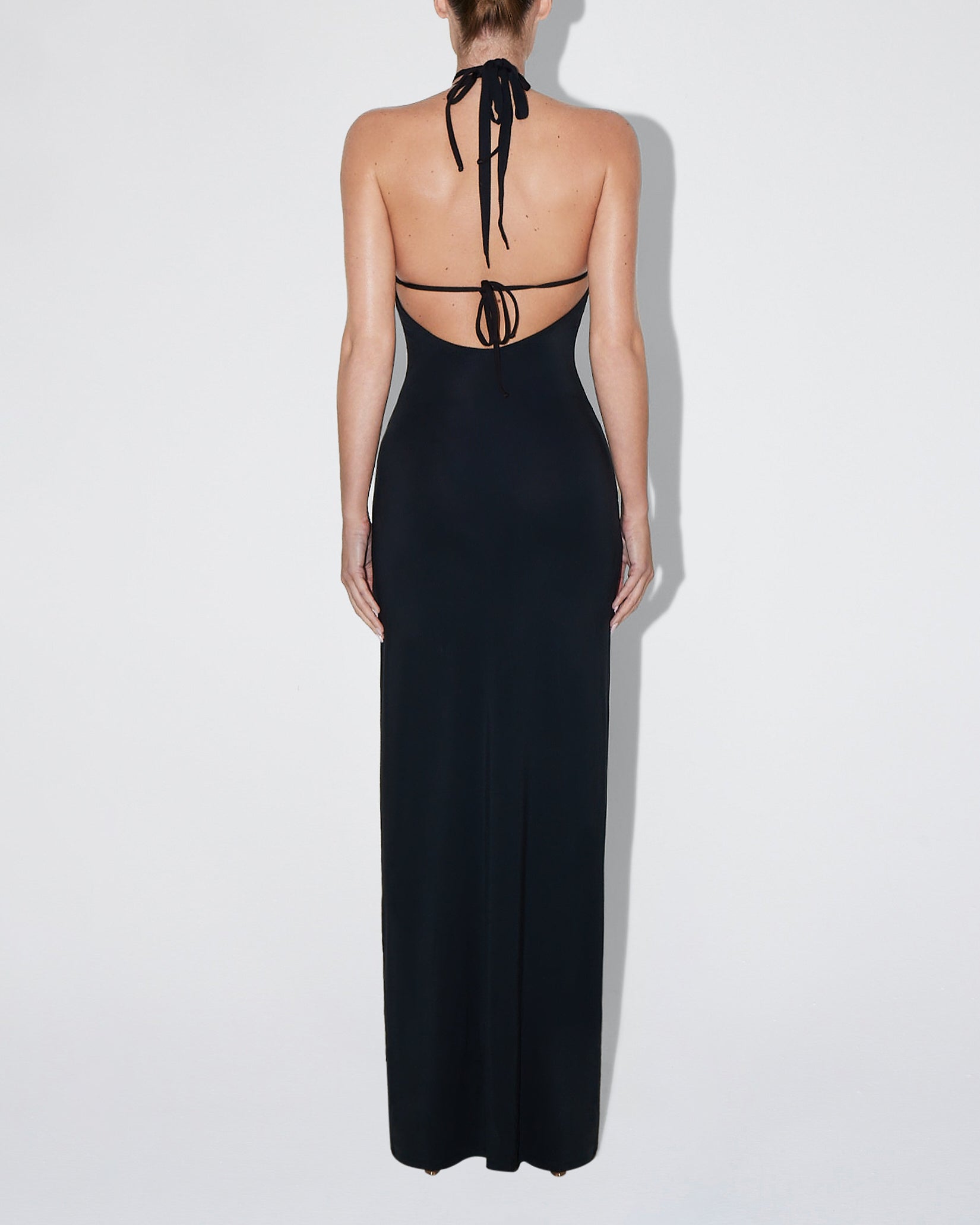 Soft Stretch Halter Maxi Dress | Black