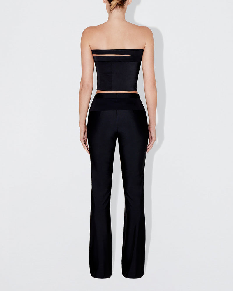 Sleek Stretch Cutout Foldover Pant | Black