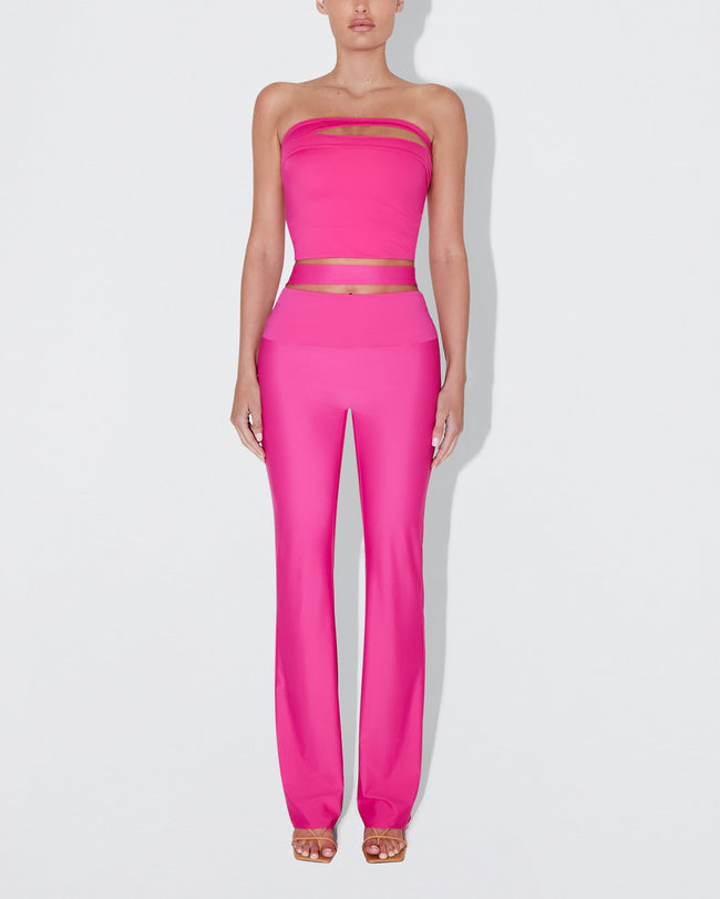 Sleek Stretch Cutout Foldover Pant | Fuchsia