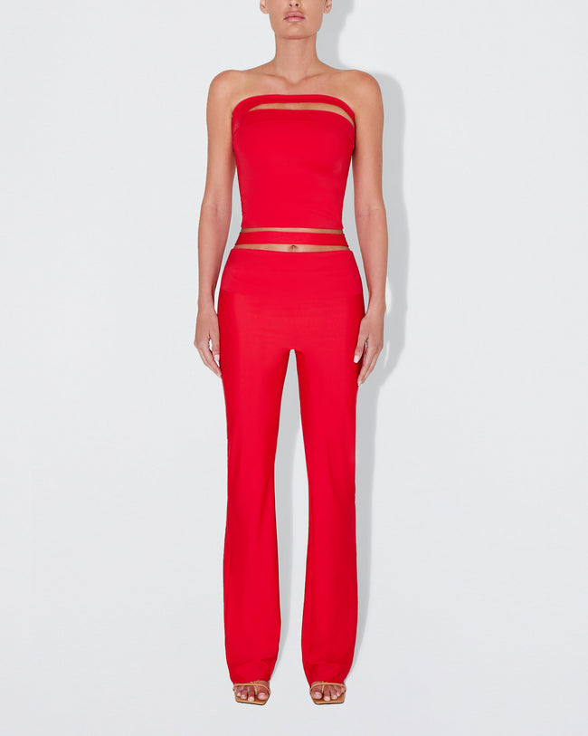 Sleek Stretch Cutout Foldover Pant | Tomato