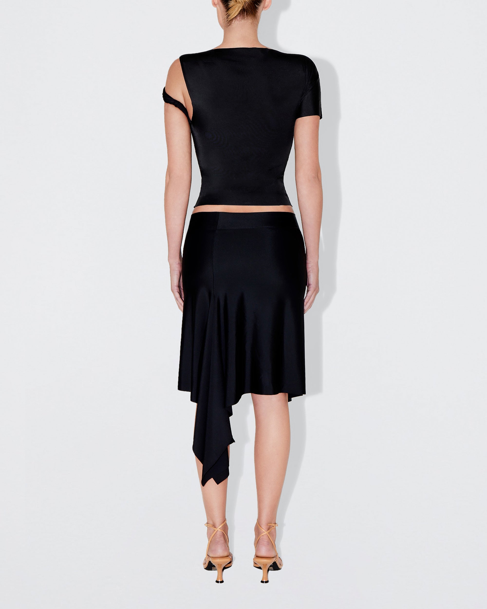 Sleek Stretch Asymmetrical Skirt | Black