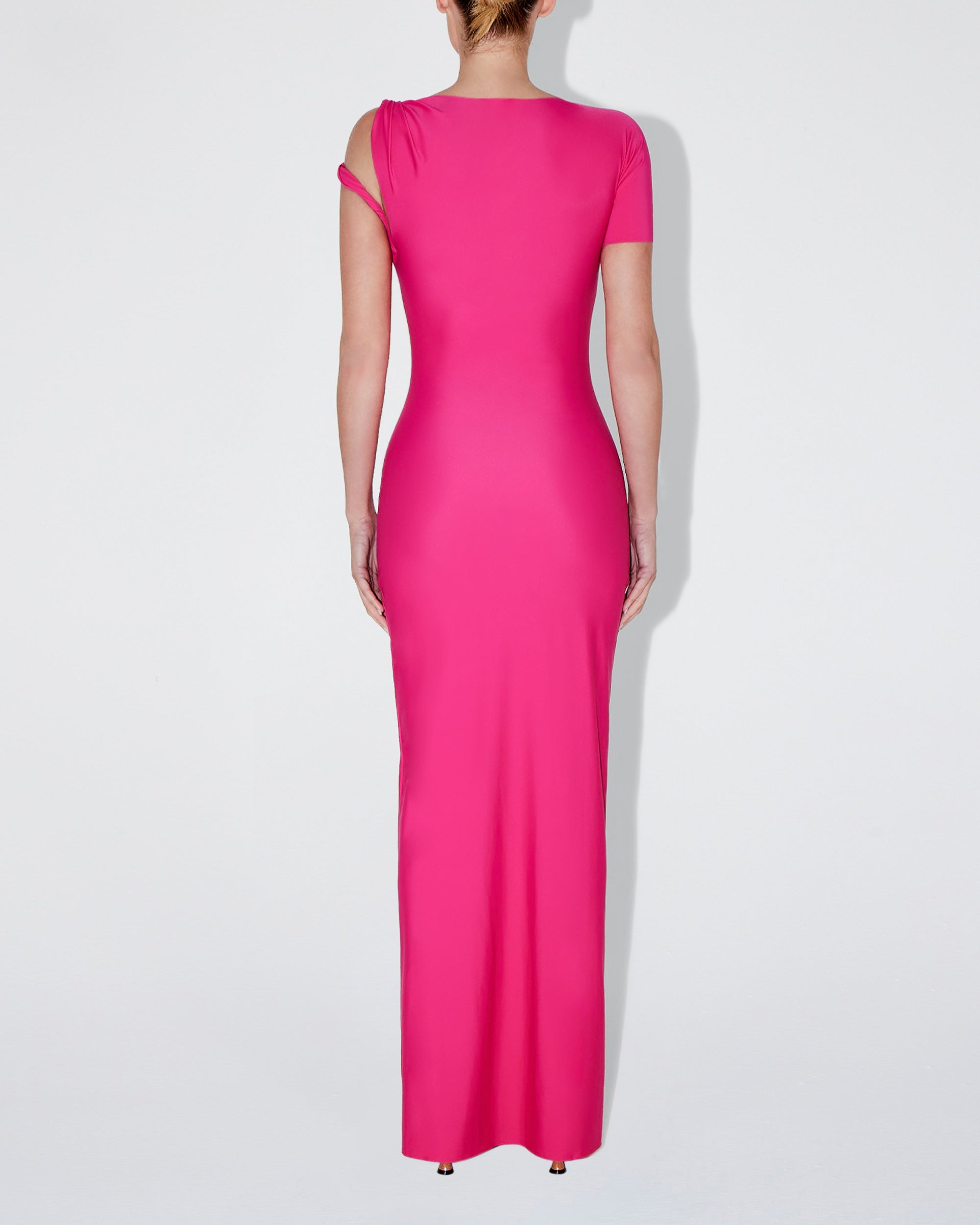 Sleek Stretch Twist Maxi Dress | Fuchsia