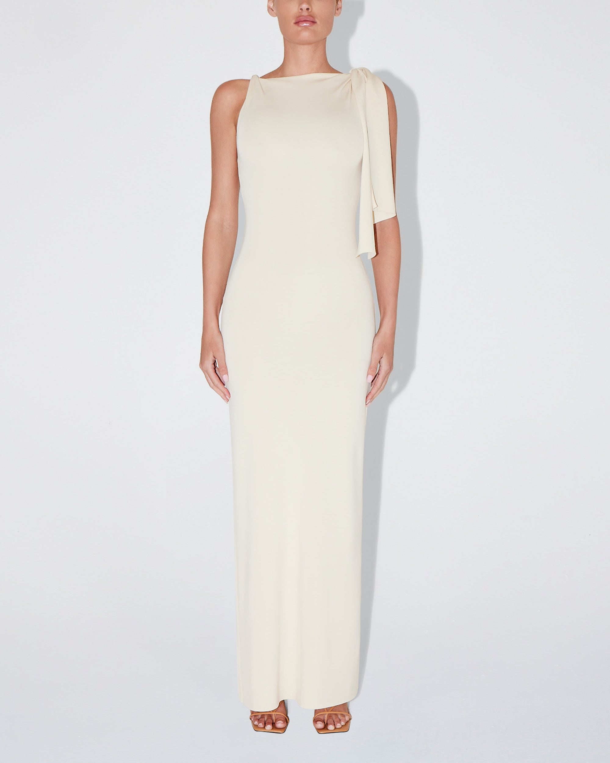 Sueded Stretch Knotted Maxi Dress | Stone